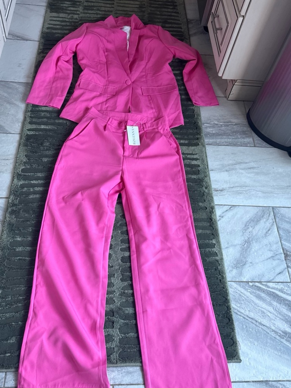 Bold Hot Pink Tailored Pantsuit - Women's Two-Piece Set